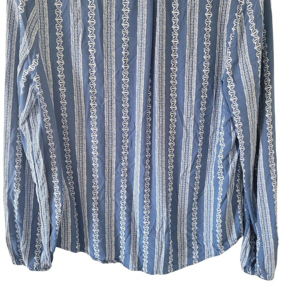 Simply Styled Boho Top Womens Size S Blue Printed Long Sleeve Casual - Picture 9 of 10